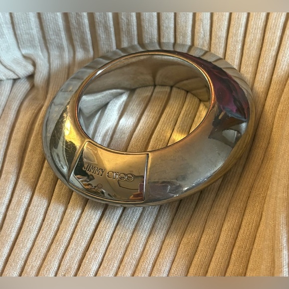 Jimmy Choo Chunky Bangle/ Bag Accessory, Silver - Picture 2 of 13
